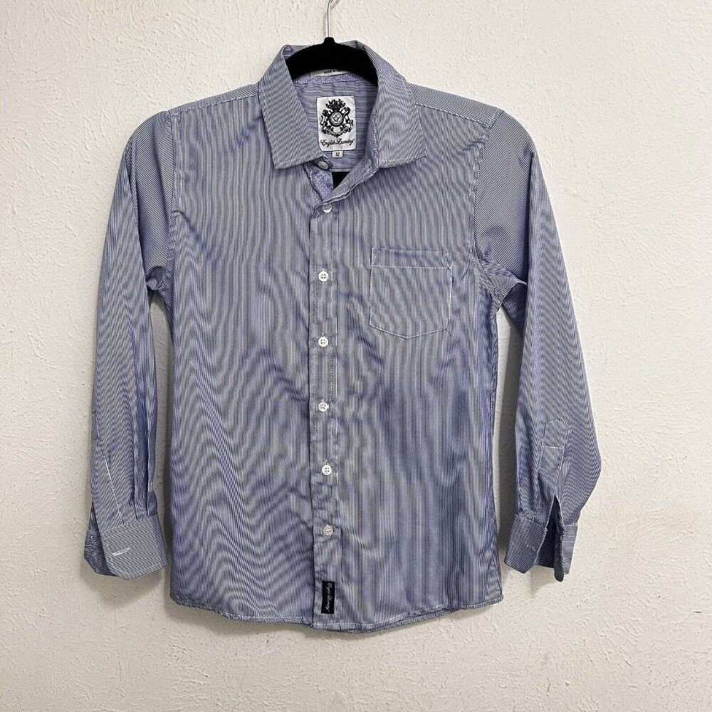English Laundry Boy's‎ Blue Pin Striped Button-Up Shirt Size 12 Long Sleeve